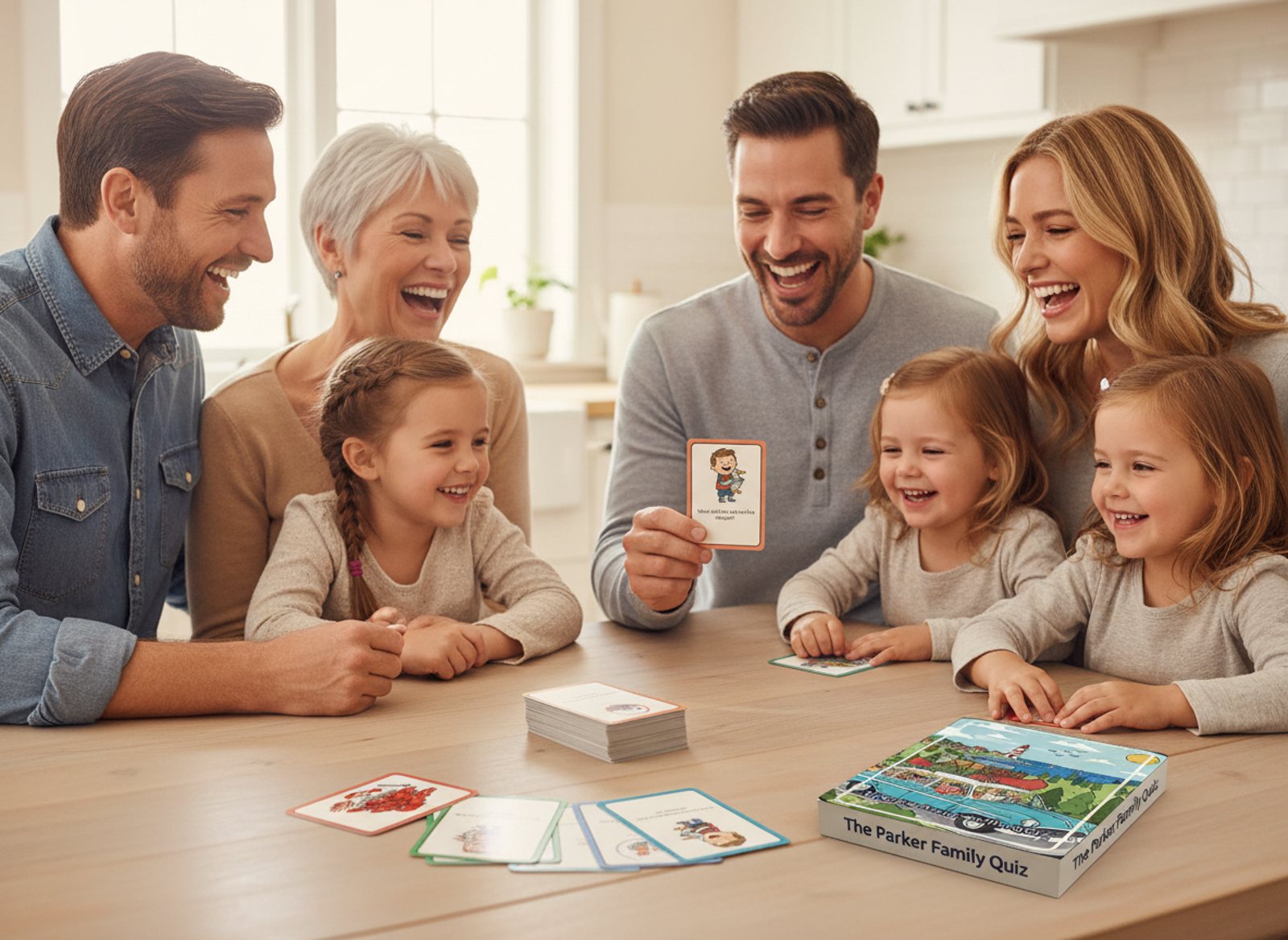 Family trivia made on So Many Levels, printed and boxed